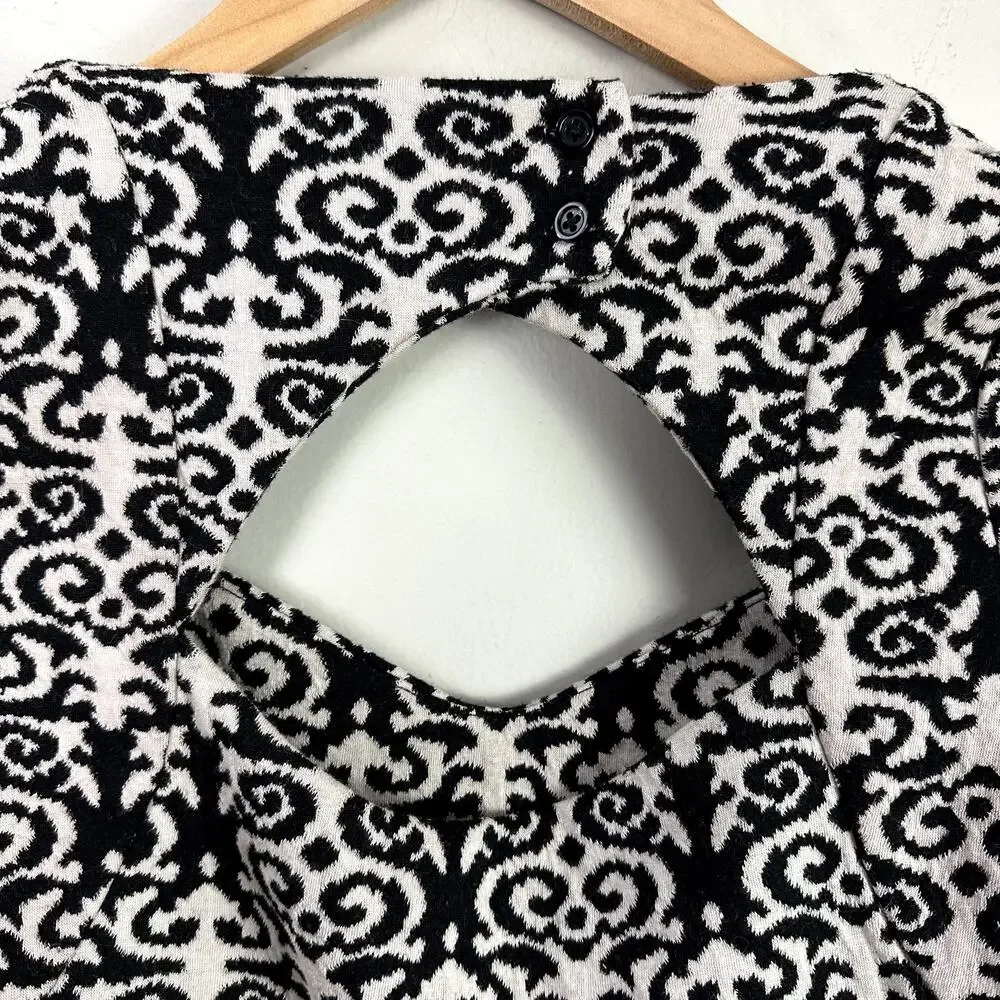 Anthropologie Deletta Quilted Calendolia Dress S Small Black Floral Swirl Print